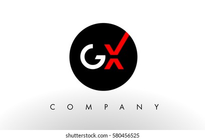 GX Logo.  Letter Design Vector with Red and Black Colors.