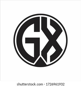 GX Logotipo círculo monograma con estilo de la cinta en el fondo blanco