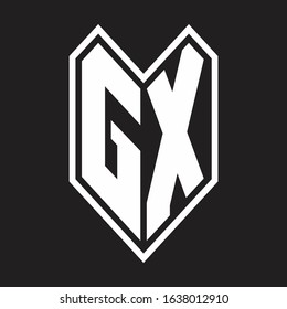 GX Logo monogram with emblem line style isolated on black background