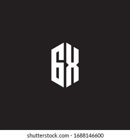 GX Logo monogram with hexagon shape style design template isolated on black background