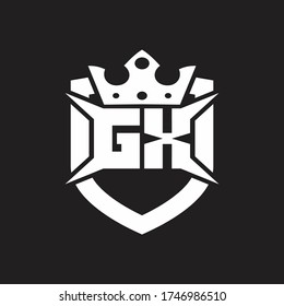 GX Logo-Monogramm isoliert mit Schild- und Kronendesign-Vorlage