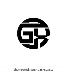GX Logo monogram with rounded line swipe design template on white background