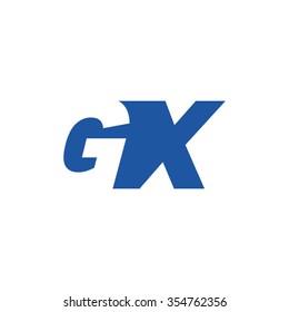 GX negative space letter logo blue