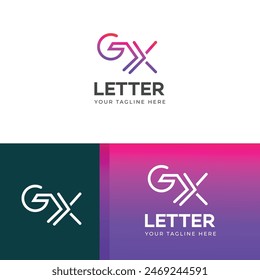 Elementos de Plantilla de diseño de logotipo de letras GX, XG. Logo de letras digitales abstractas modernas.