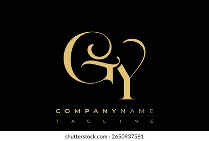 GY Abstract logotipo de joia criativa. Um logotipo elegante com iniciais de monograma dourado em uma tipografia elegante e moderna, perfeito para a marca