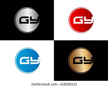 Gy company linked letter logo golden silver red blue logo design
