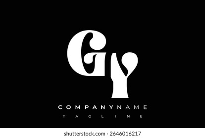 GY Creative Abstract Tipografia Design de logotipo. Logotipo elegante que combina tipografia arrojada e formas criativas, ideal para soluções de marca e identidade.