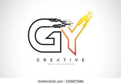 GY Creative Modern Logo Design Vetor with Orange and Black Colors. Monogram Stroke Letter Design.