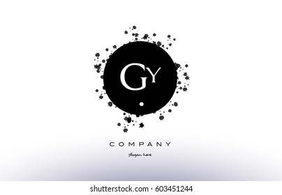 gy g y  black white circle grunge splash vintage retro alphabet company logo design vector icon template