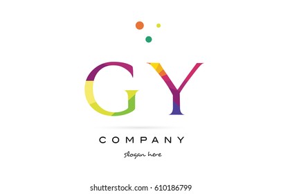 gy g y  creative rainbow colors colored alphabet company letter logo design vector icon template