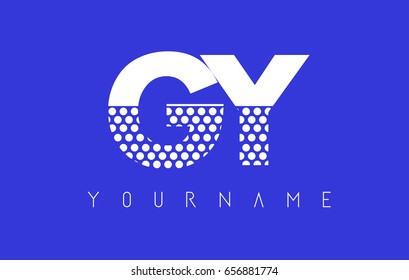 GY G Y Dotted Pattern Letter Logo Design Vector with Blue Background.