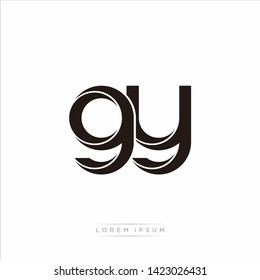 gy g y Initial Letter Split Lowercase Modern Monogram linked outline rounded logo