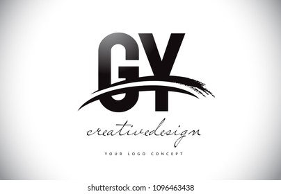 GY G Y Letter Logo Design with Swoosh and Black Brush Stroke. Modern Creative Brush Stroke Letters Vector Logo