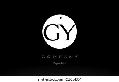 GY G Y simple black white circle background alphabet company logo design vector icon template