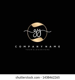 GY handwriting initial logo template vector.