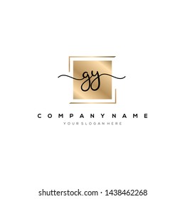 GY handwriting initial logo template vector.