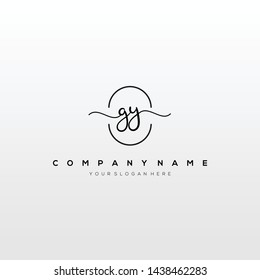 GY handwriting initial logo template vector.