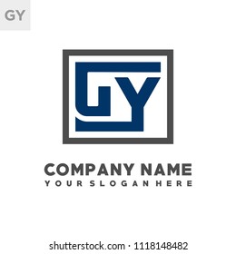 GY initial box letter logo template vector