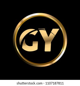 GY initial circle company logo gold black background