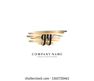 GY initial handwriting logo with brush gold color template vector