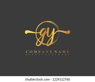 GY initial handwriting logo circle template vector