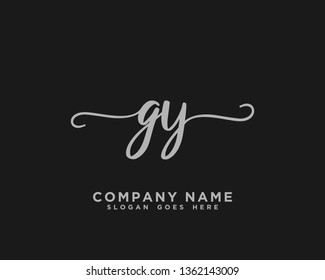 GY Initial Handwriting Logo Vector