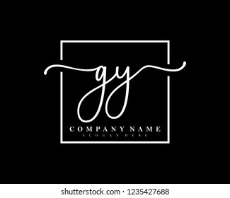 GY Initial handwriting square minimalist logo vector
