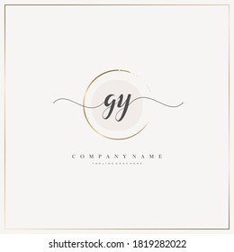 GY Initial Letter handwriting logo hand drawn template vector, logo for beauty, cosmetics, wedding, fashion and business	
