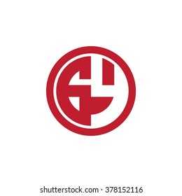 GY initial letters circle business logo red