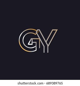 GY initial letters elegant logo golden silver black background