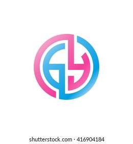 GY initial letters loop linked circle logo pink blue