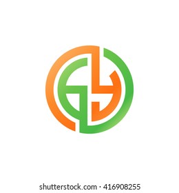 GY initial letters loop linked circle logo orange green