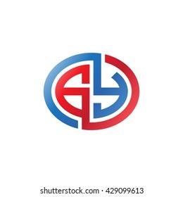 GY initial letters looping linked ellipse logo red blue