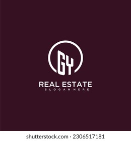 GY initial monogram building logo for real estate with creative circle style design