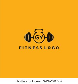 GY initial monogram for fitnes or gym logo with creative barbell design