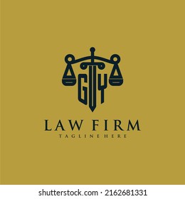GY initial monogram for lawfirm logo with sword and scale