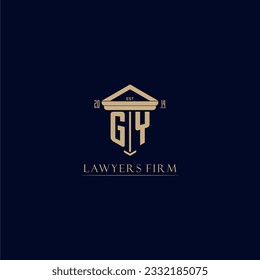Logotipo inicial de la firma de abogados en monograma GY con diseño de hitos