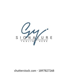 GY Initial Signature Logo Handwritten Vector Logo for Letter G and Y