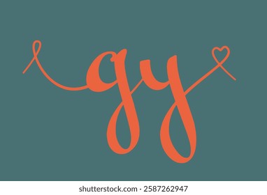 GY initial wedding monogram calligraphy vector illustration. Hand drawn lettering g and y love logo design for valentines day poster, greeting card, photo album, banner print or tattoo.