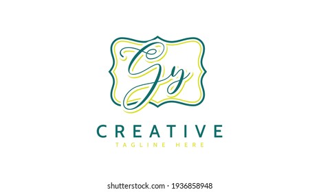 GY Initials, handwriting logo vector