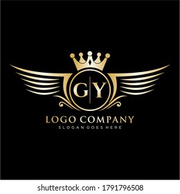 GY Letter Initial with Royal Wing Logo Template.
