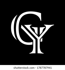 GY letter logo with black background.The nice white letter logo.