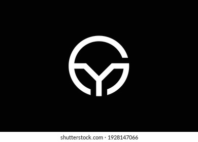 GY letter logo design on luxury background. YG monogram initials letter logo concept. GY icon design. YG elegant and Professional white color letter icon design on black background.