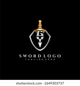 GY carta monograma de luxo para escudo e espada estilo imagem