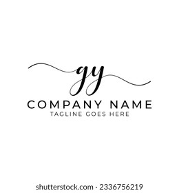 GY or gy letter mark abstract calligraphy vector logo design