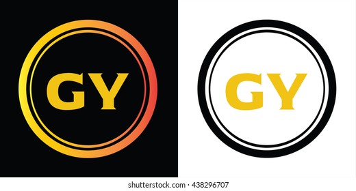 GY letters icon design template elements in abstract background logo, design identity in circle, alphabet letter