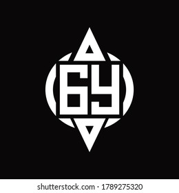 GY Logo with circle rounded combine triangle top and bottom side design template