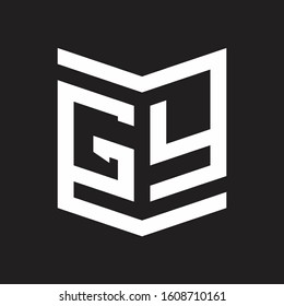 GY Logo Emblem Monogram With Shield Style Design Template Isolated On Black Background