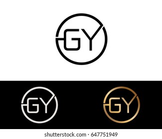 Gy Logo. Letter Design Vector with Red and Black Gold Silver Colors