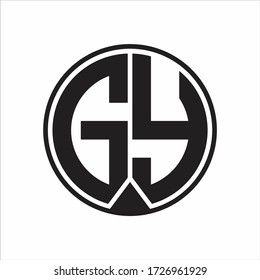 GY Logotipo círculo monograma con estilo de cinta de la pieza en fondo blanco